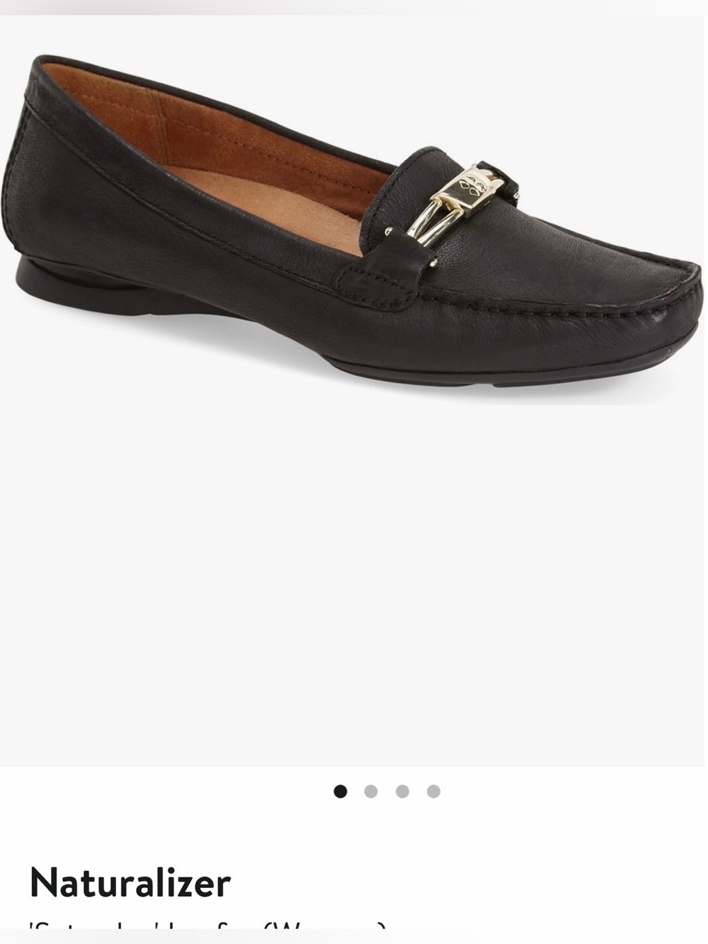 Naturalizer Black Leather Loafer with Metallic Bit
